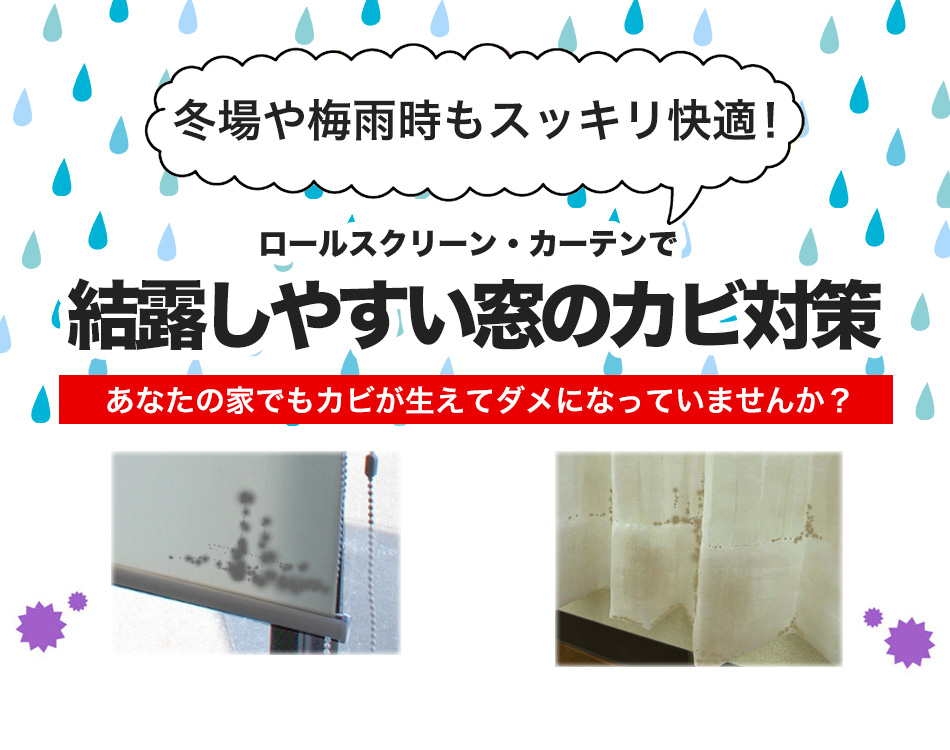 抗カビ 洗える 消臭機能のロールスクリーン カーテンで結露する窓もスッキリ快適